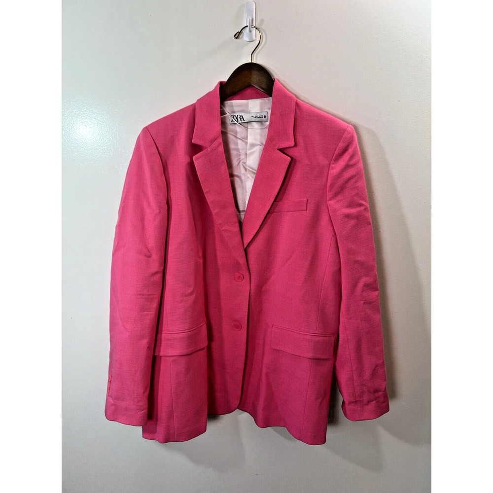 Zara Women’s Blazer Size L Bright Pink Corporate Barbie Preppy Blogger Favorite